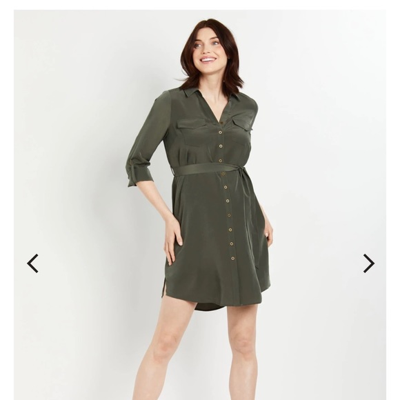 NEW Motherhood Maternity| CONVERTIBLE SLEEVE MATERNITY SHIRT DRESS| Size XL - Picture 3 of 6